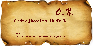 Ondrejkovics Nyék névjegykártya